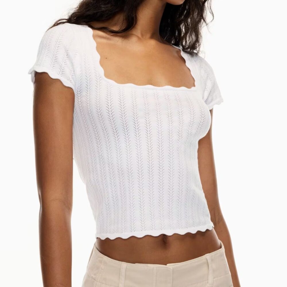 Aritzia Wilfred Parcel Top Short-sleeve Pointelle Sweater